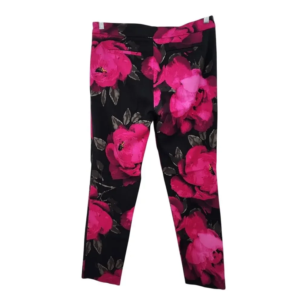 Trina Turk style 169506 Pants‎ Floral Black Pink Cut 6469 Size 6 Casual Office